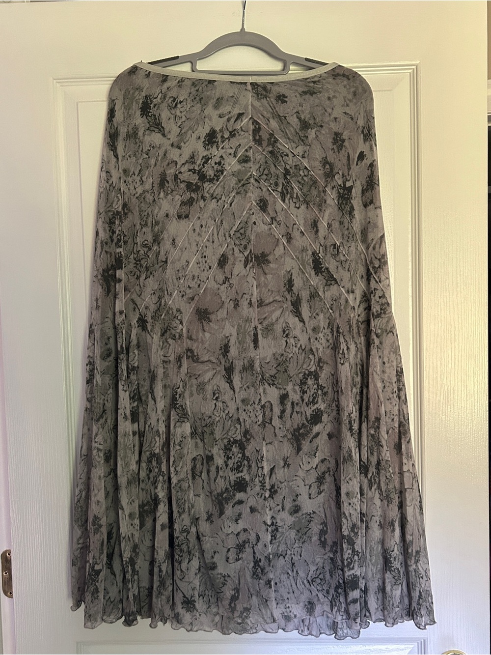 Anne Klein Gray Maxi Marbled A-Line Skirt Sz M